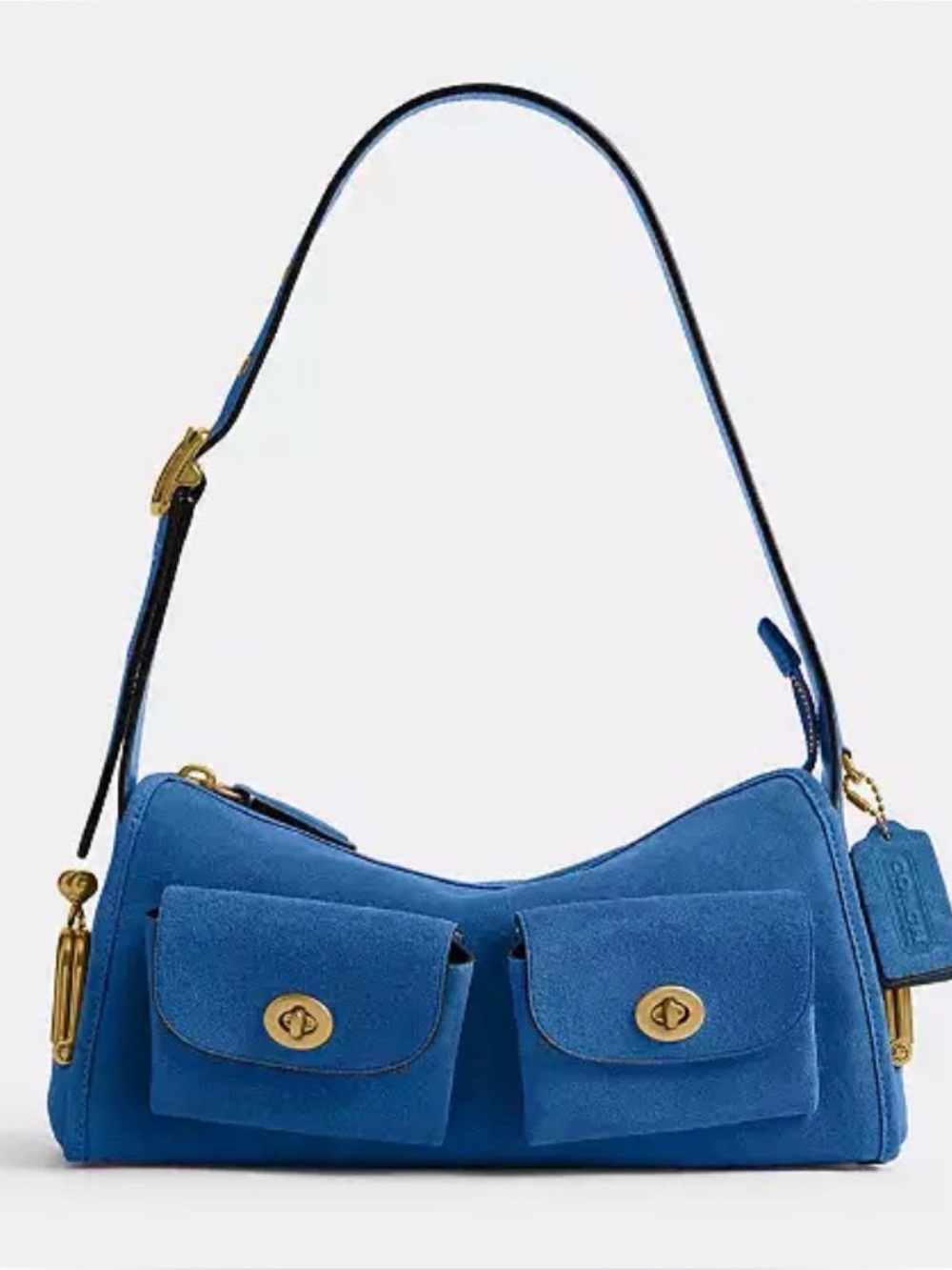 COACH Turnlock Suede Haversack Bag 27, BLUE JAY - Picture 10 of 10